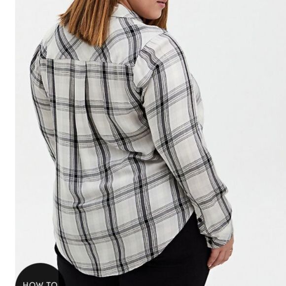 Torrid White Plaid Twill Shirt NWT - Picture 3 of 6